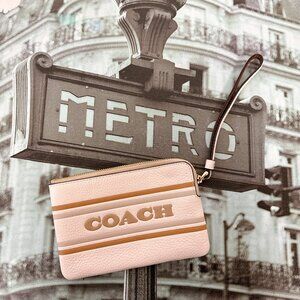 Coach CH311 Corner Zip Wristlet With Coach Stripe